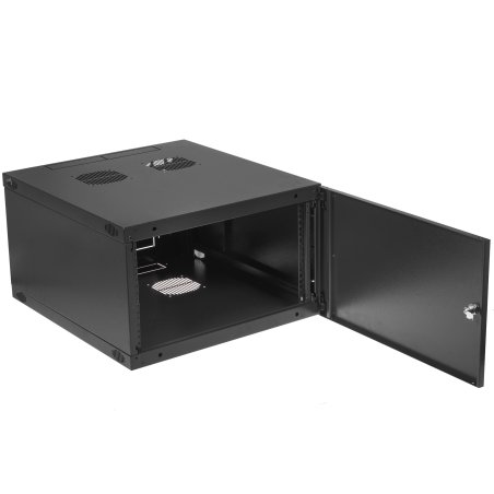Шкаф настенный Lanmaster Next TWT-CBWNM-6U-6X6-BK 6U 550x600 мм пер. дв. металл съемные бок. пан. 60 кг черный