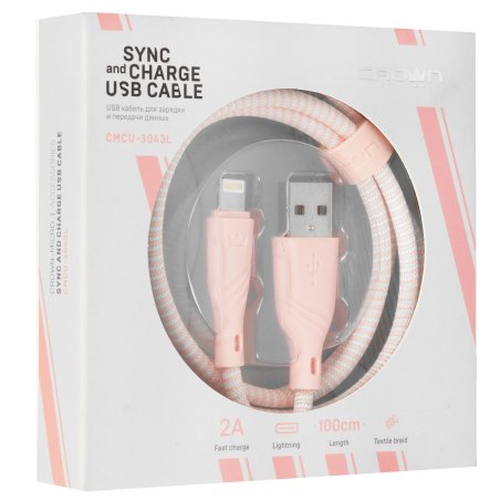 Кабель Crown USB - Lightning CMCU-3103L red