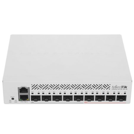 Коммутатор MikroTik Cloud Router Switch CRS310-1G-5S-4S+IN with 800 MHz CPU, 256 MB RAM, 4xSFP+, 5xSFP cages, 1xGbit LAN port, RouterOS L5, desktop case, rackmount ears, PSU