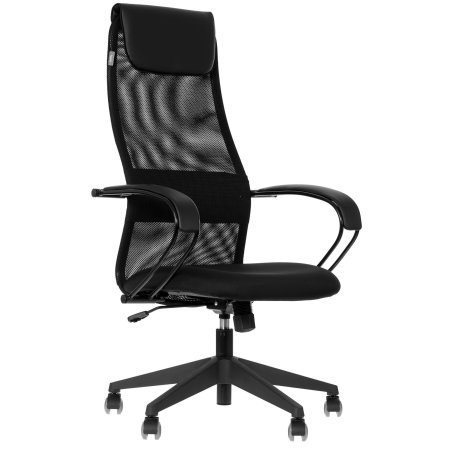Кресло руководителя Бюрократ CH-607 TW-01 черный, сетка/ткань с подголов. крестовина пластик