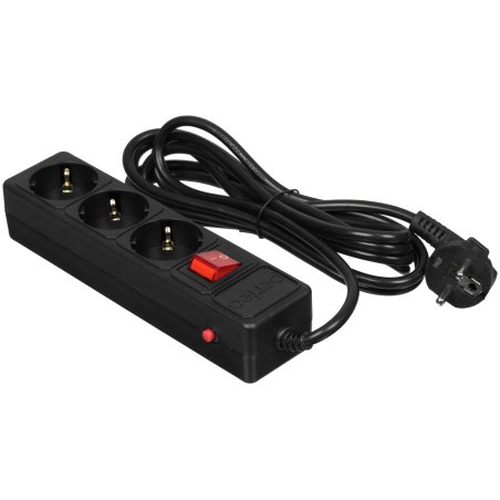 Сетевой фильтр Perfeo "POWER+",PF_A4666 (3м, 3 розетки, черный (PF-PP-3/3,0-B))