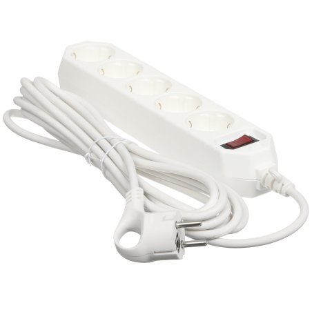 Сетевой фильтр Эра Б0019738USF-5es-5m-W (белый) с заземл, 3x0,75мм2, с выкл, 5гн, 5м защита от короткого замыкания, от перегрузки, от импульсных помех