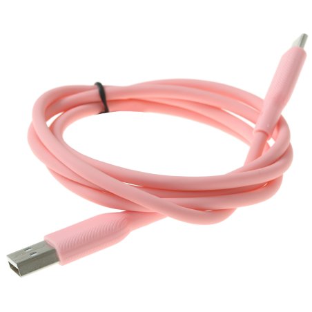 Кабель USB-A to Type-C, silica gel, 1m, 3A, 18W (pink)