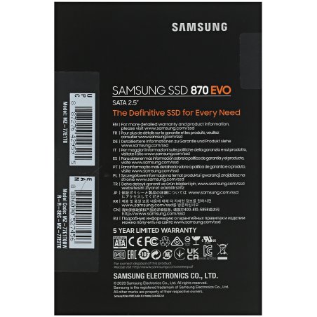 Накопитель SSD Samsung 870 EVO, 1Tb, SATA III, 2.5", R/W 560/530