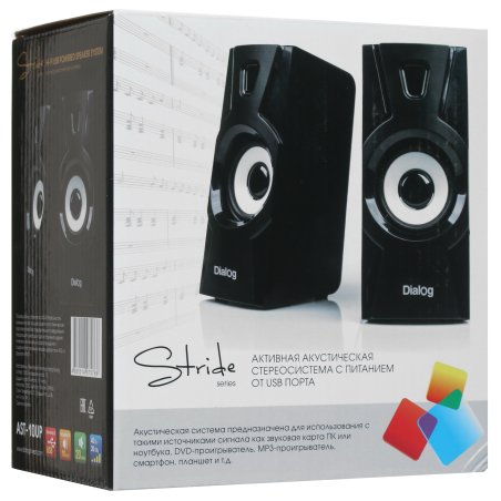 Акустическая система Dialog Colibri AC-02UP черный акустические колонки 2.0, 5W RMS, питание от USB