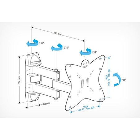 Кронштейн для телевизора Holder LCDS-5038 металлик 20"-37" макс.30кг настенный поворот и наклон