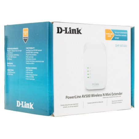 Беспроводной PowerLine-адаптер D-Link DHP-W310AV N300 с поддержкой HomePlug AV