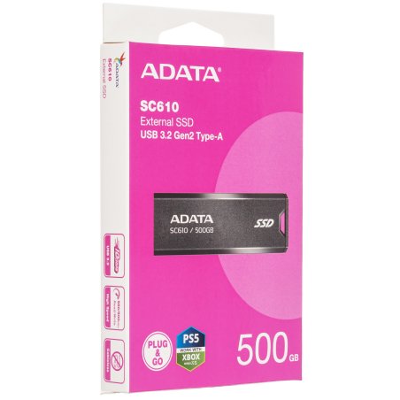 Внешний HDD ADATA 500Gb SC610 USB Type-A (550/500 Mb/s) metal case black (SC610-500G-CBK/RD)