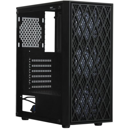 Компьютерный корпус Miditower ExeGate EVO-8243 (ATX, без БП, 2*USB+1*USB 3.0, черный, 3 вент. с RGb подсветкой, боковая панель - закаленное стекло)