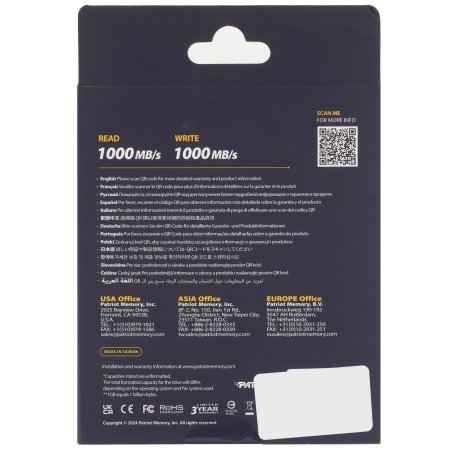 Внешний SSD Patriot Transporter Lite, 4TB, USB 3.2 Gen 2 Type-A/Type-C, R/W 1000/1000, красный