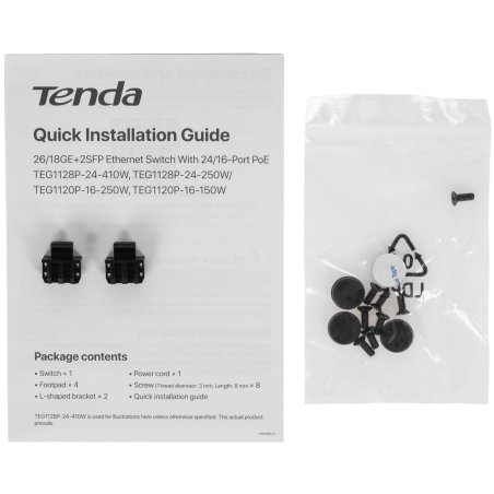 Коммутатор неуправляемый PoE Tenda TEG1120P-16-150W 18 портов, 18x1 Gbит/с, PoE 16х30 Вт (до 150Вт), SFP 2x1 Gbит/с