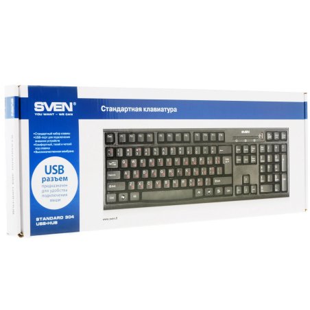 Клавиатура проводная Keyboard SVEN Standard 303 Power USB+PS/2 черная SV-03100303PU
