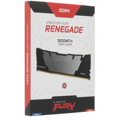 Оперативная память Kingston Fury Renegade, DDR4, 32Gb (1x32Gb), 3200MHz, CL16, DIMM, с радиатором, черный
