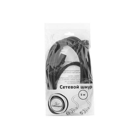 Кабель питания сист.блок-монитор Cablexpert PC-189-1-5M, 5м, C13-C14, 3x1кв.мм., черный, с заземлением