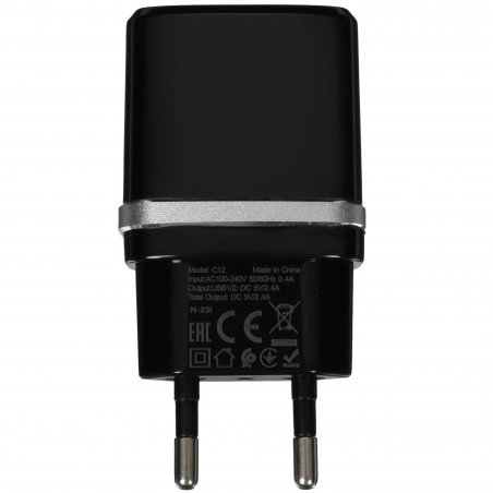 Сетевое зарядное устройство C12 Smart dual USB charger, черный