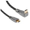 Кабель HDMI Wize WAVC-HDMIRA-3M 3 м., v.2.0b, 19M/19M, 4K/60 Hz 4:4:4, 26 AWG, HDCP 1.4, HDCP 2.2, Ethernet, позол.угловой разъем, экран, черный, пакет