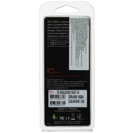 Оперативная память G.Skill DIMM DDR5 16Gb 5600MHz PC-44800 CL36 Aegis 5 1.2V (F5-5600J3636C16GX1-IS)