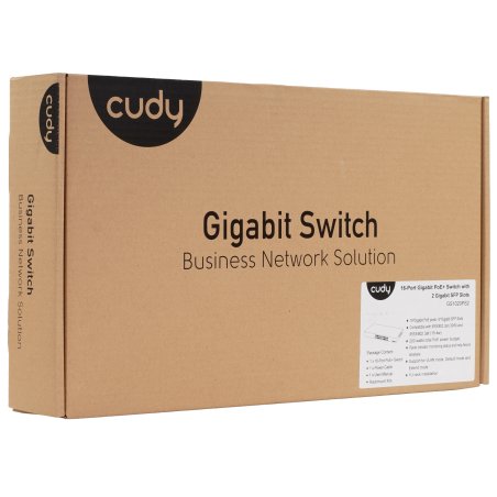 Коммутатор Cudy GS1020PS2 (L2) 16x1Gbит/с 2SFP 16PoE+ 200W неуправляемый