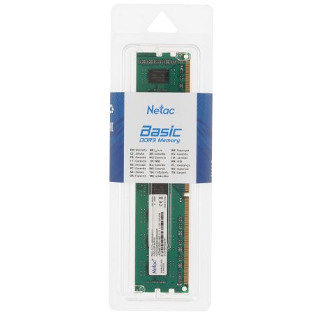 Оперативная память NETAC Basic, DDR3, 8Gb (1x8Gb), 1600MHz, CL11, DIMM