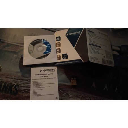 Адаптер Bluetooth Gembird, BTD-MINI5, ультратонкий корпус, v.4.0, 50 метров, до 24 Мбит/сек, USB