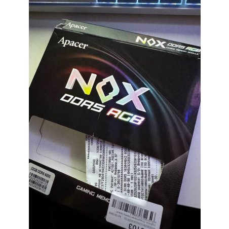 Оперативная память Apacer Nox, DDR5, 32Gb (1x32Gb), 6000 MHz, CL38, DIMM, с радиатором, RGb, белый