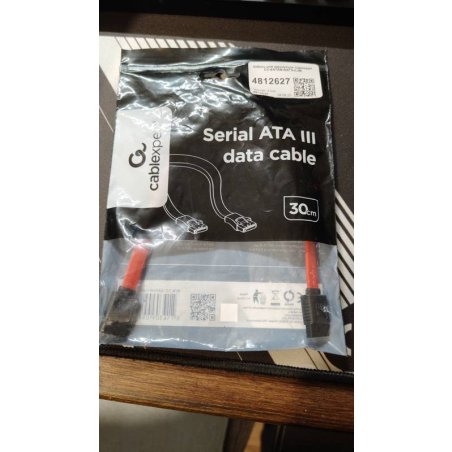 Кабель интерфейсный SATAIII Cablexpert CC-SATAM-DATA-0.3M, 30см, 7pin/7pin, защелка, пакет