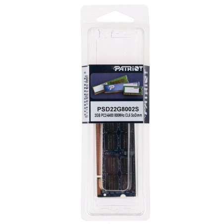 Оперативная память Patriot, DDR2, 2Gb (1x2 GB), 800 MHz, CL6, SO-DIMM