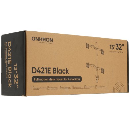 Кронштейн ONKRON D421E для четырех мониторов 13"-32" настольный, черный