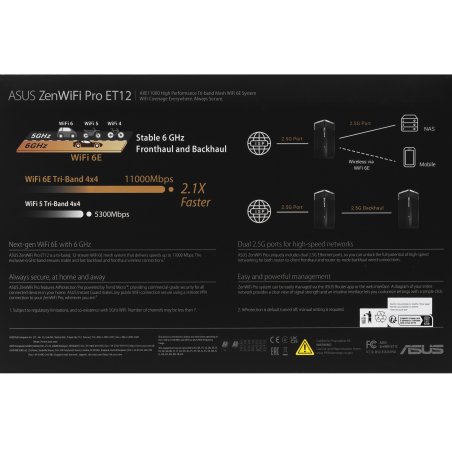 Роутер ASUS ET12(2-PK), из 2 точек доступа, 802.11 a/b/g/n/ac/ax, 2,4 + 5 гГц; 90IG06U0-MO3A20