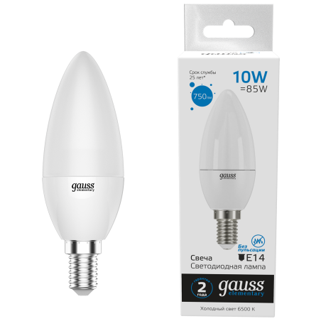 Лампа Elementary Свеча 10W 750lm 6500K Е14 LED