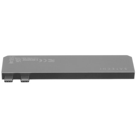 USB-хаб Satechi 6-in-1 USB-C Slim Multiport Adapter (Type-C, HDMI, 2x Type-A, SD, microSD), до 75 Вт, Серый Док-станция ST-P6SM