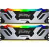 Оперативная память Kingston Fury Renegade, DDR5, 64GB (2x32 GB), 6400 MHz, CL32, DIMM, радиатор, RGB, серебристый/черный