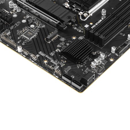 Материнская плата MSI PRO B760M-P DDR4, LGA 1700, Intel B760, 4xDDR4, 4xSATA, 2xM.2, 1xPCIe 4.0 x16, 2xPCIe 3.0 x1, 1xHDMI, 1xDP, 1xVGA, 1x1Gb LAN, 4xUSB-A 2.0, 1xUSB-A 3.2 Gen 1, 1xUSB-C 3.2 Gen 2, 3x3.5 мм, 7.1, mATX