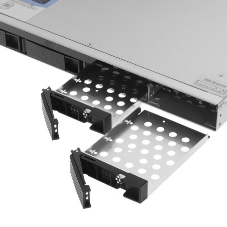Сетевое хранилище SMB QNAP TS-464U-8G NAS 4 HDD trays, rackmount 1U, 1 PSU. 4-core Intel Celeron N5105/N5095 2.0-2.9 GHz, 8 Gb RAM MAX, 2x2.5GbE, 2xUSB 3.2 Gen 2 (10Gbps), 2xUSB 2.0, 1xHDMI, PCIe Gen 3 x2, W/o rail kit RAIL-B02