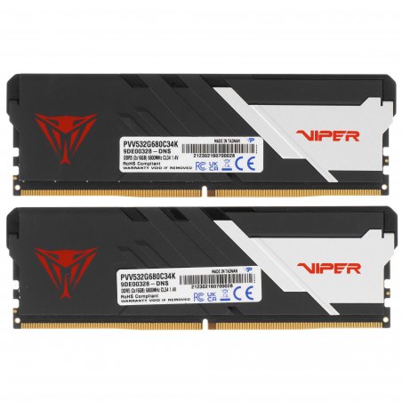 Оперативная память Patriot Viper Venom, DDR5, 32GB (2x16GB), 6800MHz, CL34, DIMM, с радиатором, черный