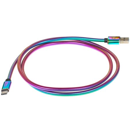 КабельQumo Type-С кабель, 1м, USB 3.0, 5В, 3А, 15Вт, металлическая оплетка, металлический коннектор, серебряный