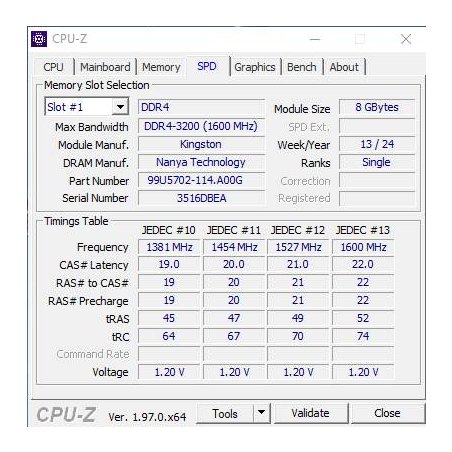 Оперативная память Kingston ValueRAM, DDR4, 8Gb (1x8GB), 3200MHz, CL22, DIMM