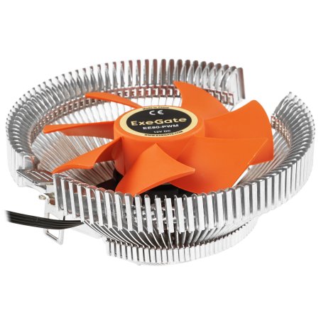 Кулер для процессора ExeGate EE80-PWM серебристый/красный, 90 мм, алюминий, 2400 об/мин, 24 дБ, 4 pin, 65 Вт, 50 мм