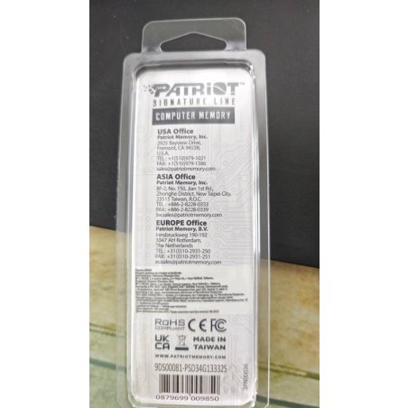 Оперативная память Patriot, DDR3, 4Gb (1x4 GB), 1333 MHz, CL9, SO-DIMM