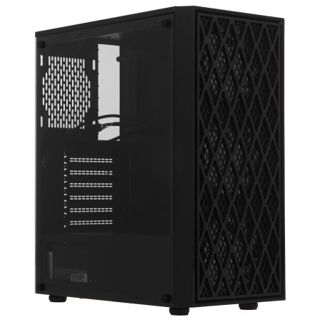Компьютерный корпус Miditower ExeGate EVO-8243-EVO800 (ATX, БП EVO800RGb с вент. 12 см, 2*USB+1*USB 3.0, черный, 3 вент. с RGb подсветкой, боковая панель - закаленное стекло)