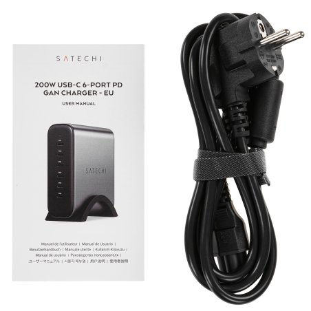 Сетевое зарядное устройство (адаптер питания) Satechi 200W USB-C 6-Port GaN Charger, 6xUSB Type-C (PD), до 200Вт, Серый ST-C200GM-EU