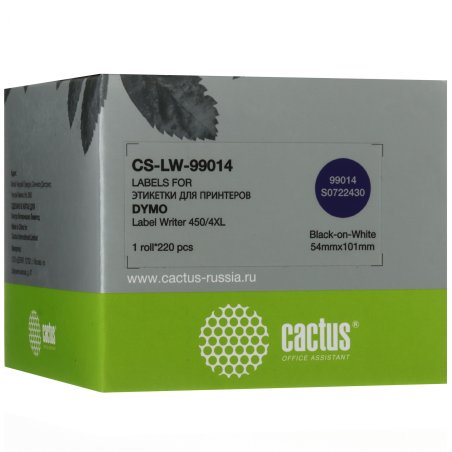 Этикетки Cactus CS-LW-99014 сег.:101x54мм черный белый 220шт/рул Dymo Label Writer 450/4XL