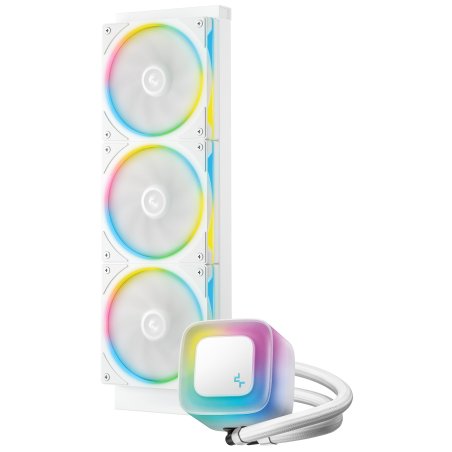 Система водяного охлаждения Deepcool LE360 PRO Wh ARGb Soc-AM5/AM4/1200/1700/1851 белый 4-pin 19-33dB Al 300W 1817gr Ret (R-LE360PRO-WHAMMC-G-1)