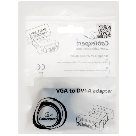 Переходник Cablexpert VGA-DVI, 15M/25F, черный, пакет (A-VGAM-DVIF-01)