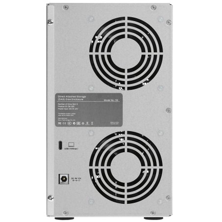 Сетевое хранилище TerraMaster D6-320 DAS tower/JBOD,RAID0,1/up to 2 SATA(3,5' or 2,5')/1xUSB3.2 Type-C gen2/1xPS/1YW