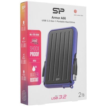 Внешний HDD 2.5" Silicon Power Armor A66, 2TB, USB 3.2 Gen 1 Type-A, 5400 rpm, черно-синий