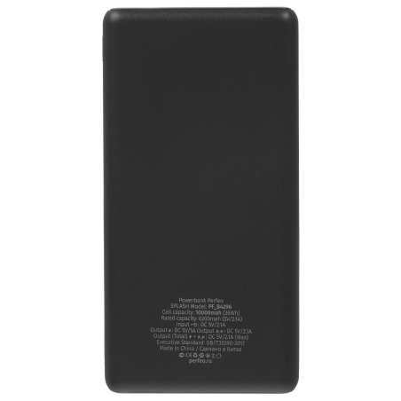 Портативный аккумулятор Perfeo 10000 mah + Micro usb /In Micro usb /Out USB 1 А, 2.1A/ черный (PF_B4296)
