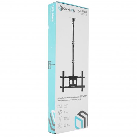 Кронштейн для телевизора ONKRON N2L 32"-80" потолочный, телескопический, черный
