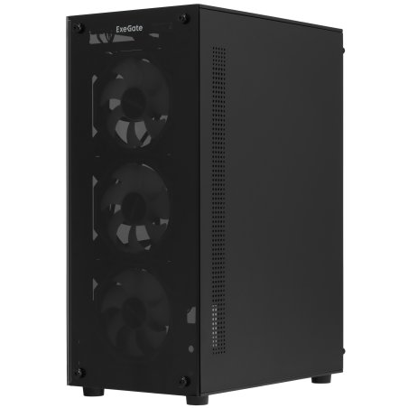 Компьютерный корпус Miditower ExeGate i3 BASE (ATX, без БП, с окном, 1*USB+1*USB 3.0, аудио, 4 вент. 12см с RGb подсветкой)