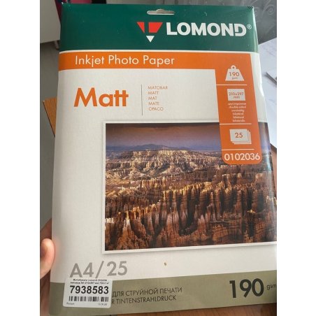 Фотобумага Lomond 0102036 A4/190г/м2/25л./белый матовое для струйной печати